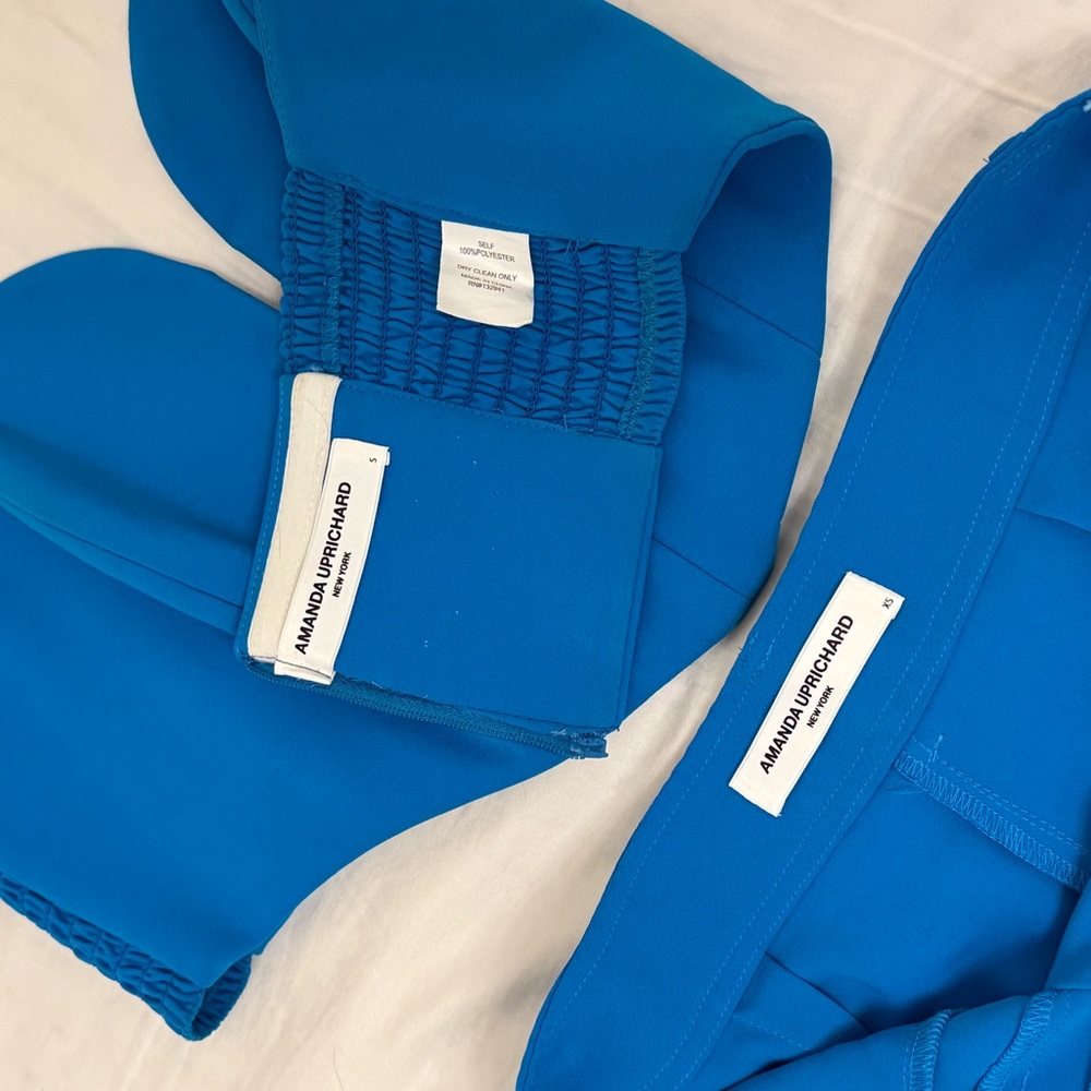 Revolve Amanda Uprichard Sky Blue Set Jane Flare Pants Cherri Crop Top - Picture 11 of 15